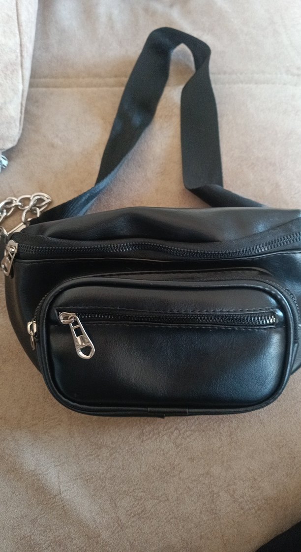 Siyah Deri Biker Bel Çantası - Görsel 4