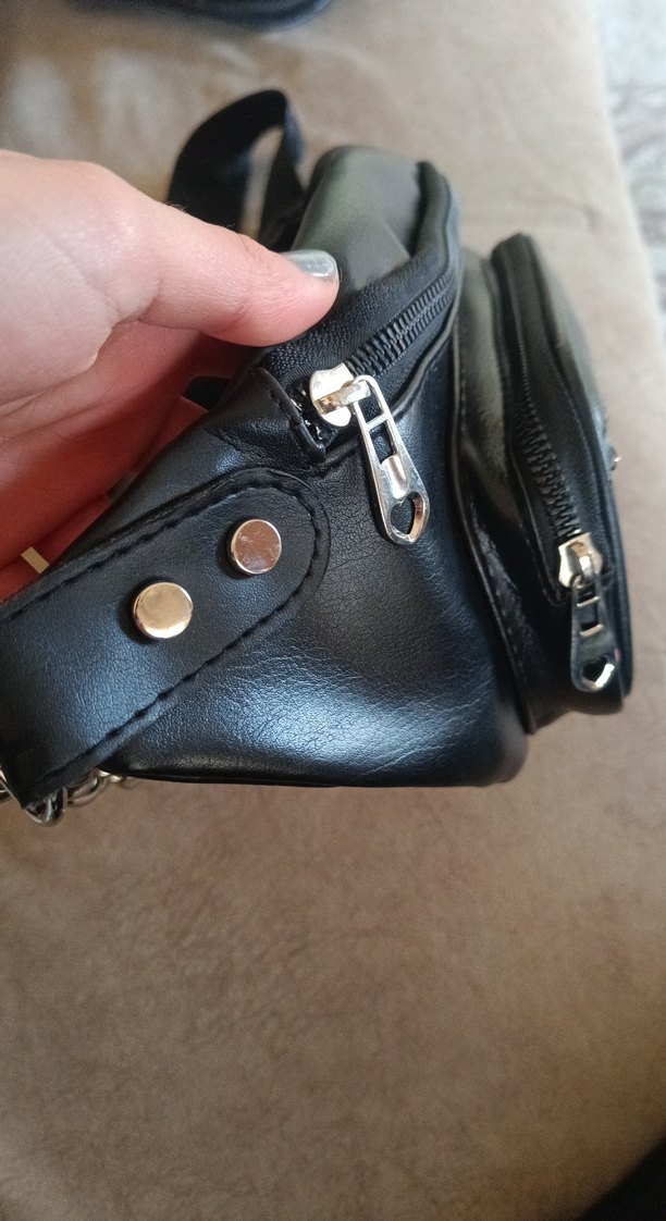 Siyah Deri Biker Bel Çantası - Görsel 3
