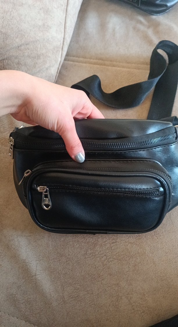 Siyah Deri Biker Bel Çantası - Görsel 2