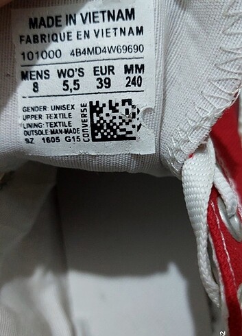 38 Beden bordo Renk Converse