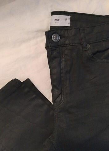 s Beden MANGO MNG Marka parlak baskılı strech koton pantalon