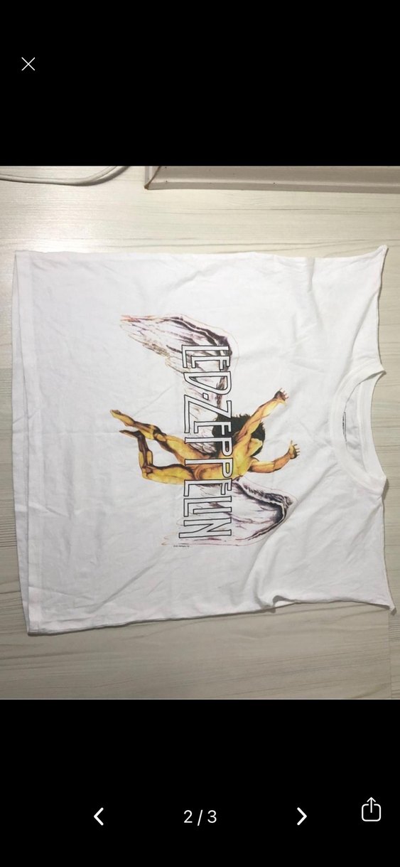 Beyaz Led Zeppelin Baskılı Tişört - Görsel 2