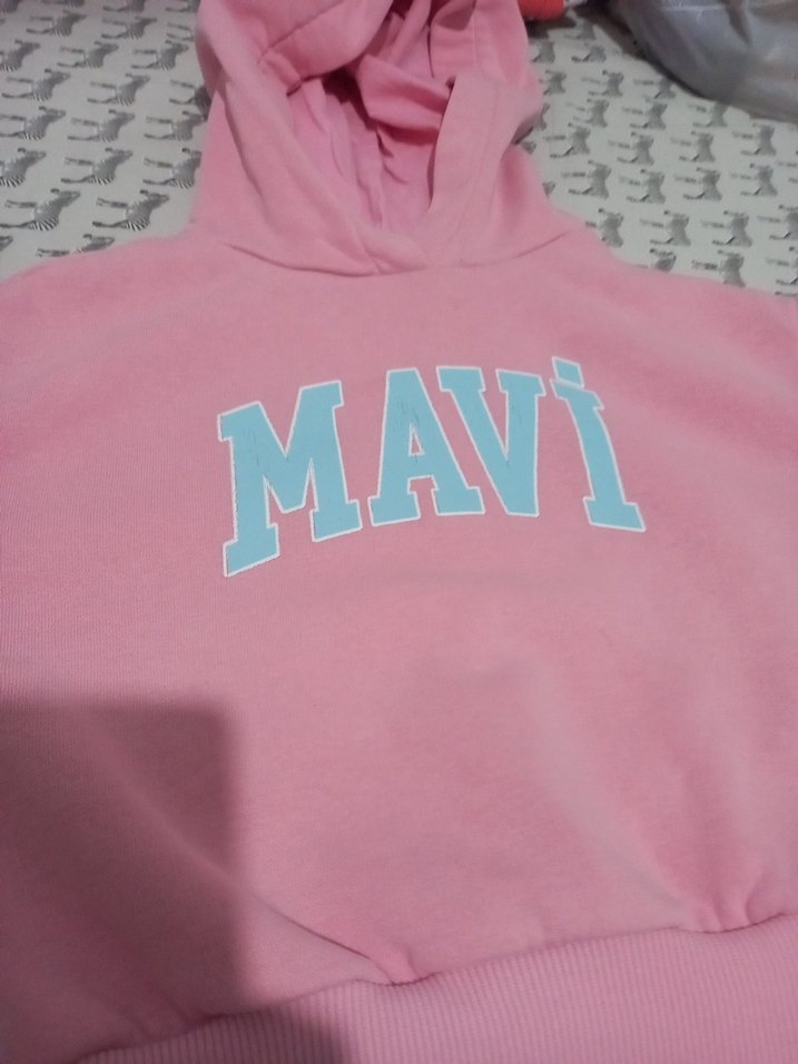 Mavi marka pembe Kapüşonlu sweat - Görsel 2