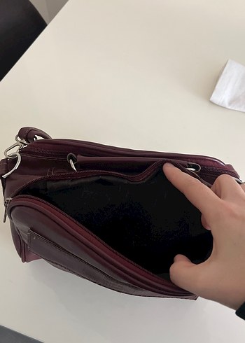  Beden bordo Renk Bordo Deri Fermuarlı Kadın Çanta