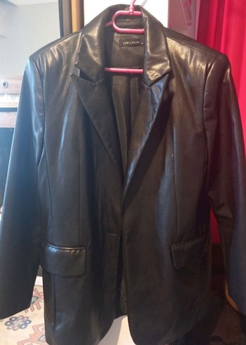 Siyah Kadın Deri Ceket Notch Yaka - Görsel 2