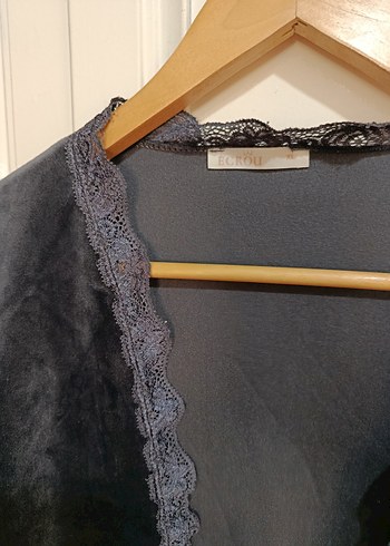 Antrasit Uzun Kollu Gotik Kadın Sabahlık ikili takım - Görsel 10