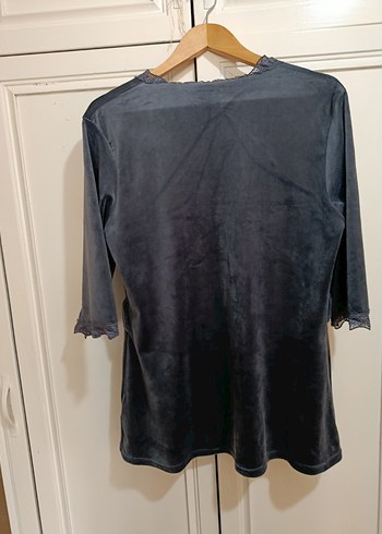 Antrasit Uzun Kollu Gotik Kadın Sabahlık ikili takım - Görsel 4