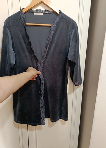 Antrasit Uzun Kollu Gotik Kadın Sabahlık ikili takım - Görsel 12