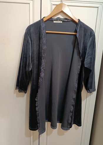 Antrasit Uzun Kollu Gotik Kadın Sabahlık ikili takım - Görsel 11