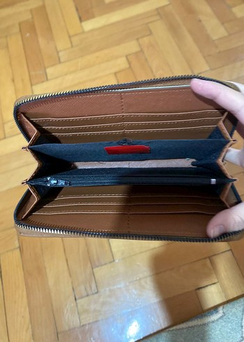 Kahverengi Deri Tokalı Kadın Clutch Cüzdan - Görsel 2