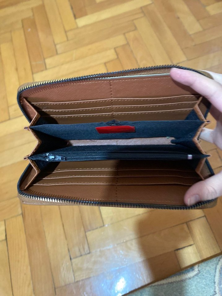 Kahverengi Deri Tokalı Kadın Clutch Cüzdan - Görsel 2