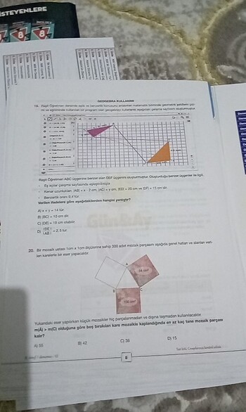  Beden Renk Günay yayınları 8.sınıf matematik deneme 