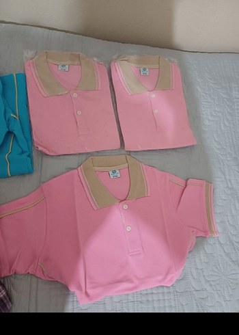 Pembe Polo Tişört, Kısa Kollu, Normal Boy