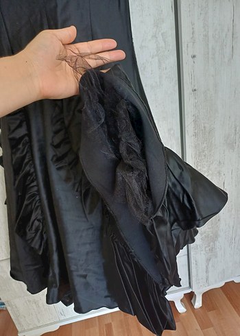 universal Beden siyah Renk Siyah Uzun Fırfırlı Gotik Etek