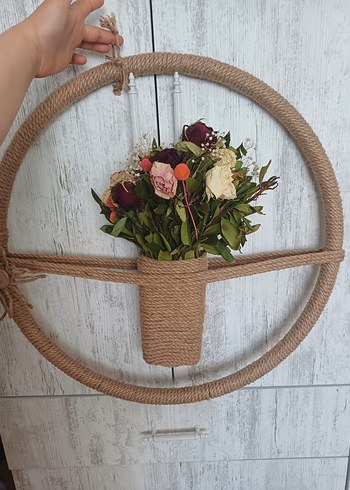  Beden Bej Halatlı Duvar Çiçekliği