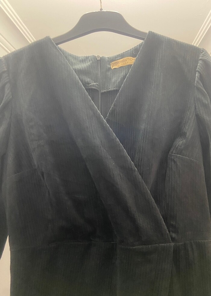 ROMANTIC SİYAH KADİFE ELBİSE - Görsel 2