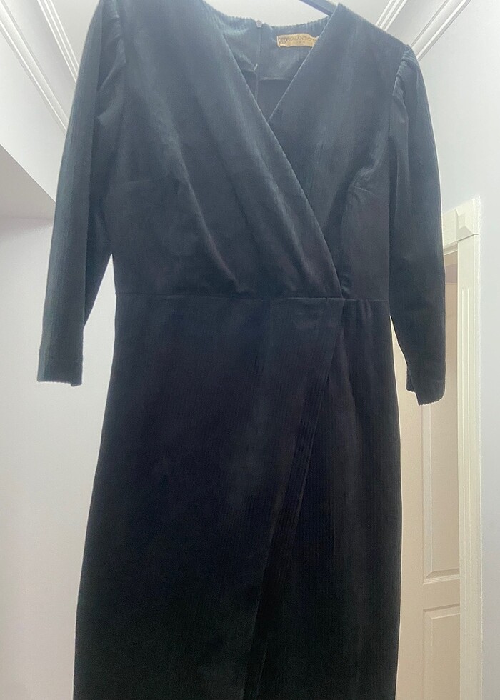 ROMANTIC SİYAH KADİFE ELBİSE - Görsel 3