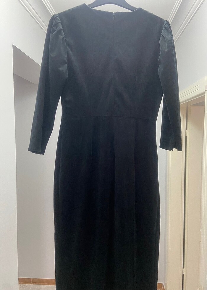 ROMANTIC SİYAH KADİFE ELBİSE - Görsel 4