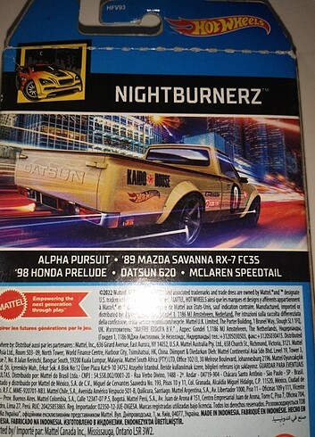 Hotwheels nightburnerz 5 li set