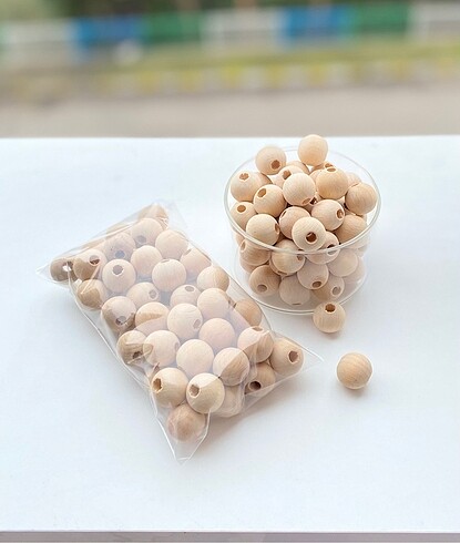 18 mm Ham Ahşap Boncuk
