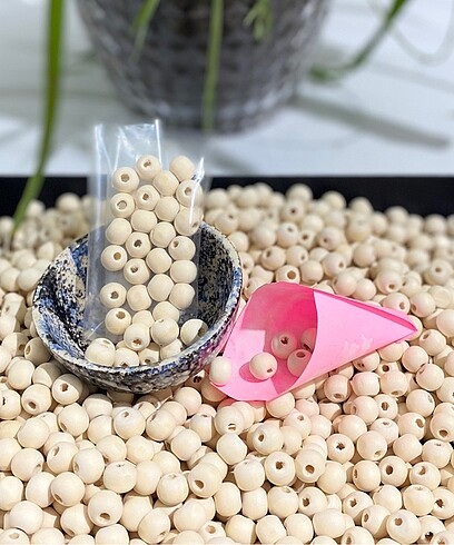 10 mm 25 Adet Ham Ahşap Boncuk
