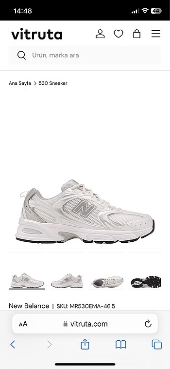 New balance 530 white silver