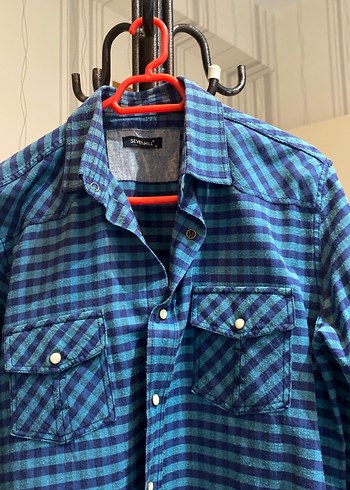 Düğmeli Lacivert Erkek Gömlek - Görsel 2