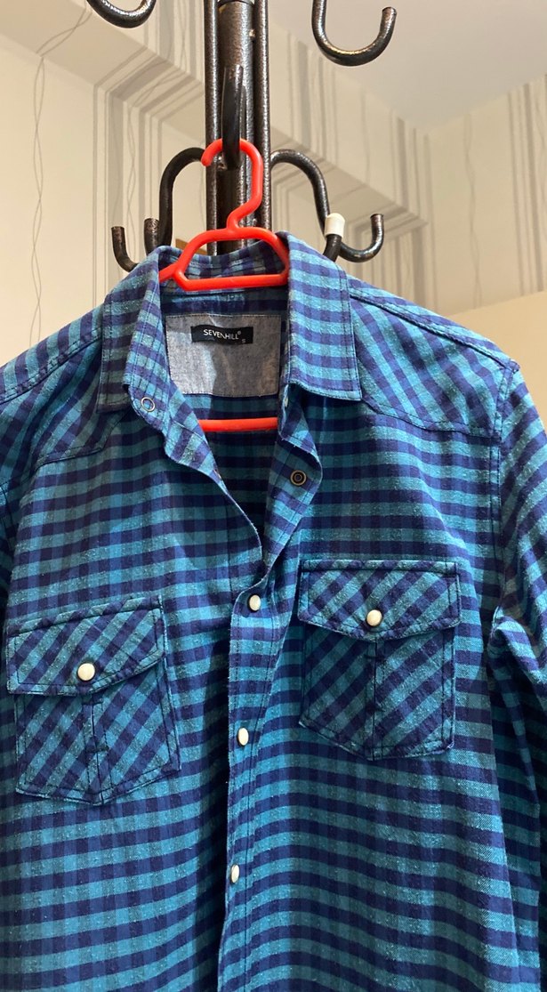 Düğmeli Lacivert Erkek Gömlek - Görsel 2