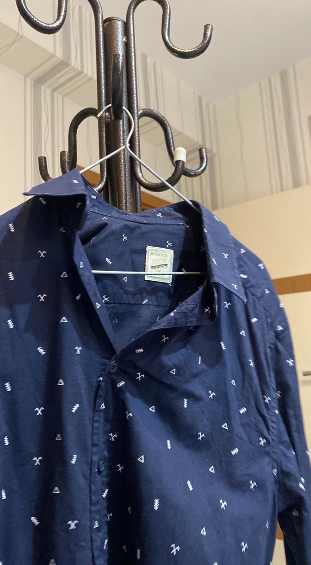 Mavi Baskılı Uzun Kollu Erkek Gömlek - Görsel 2