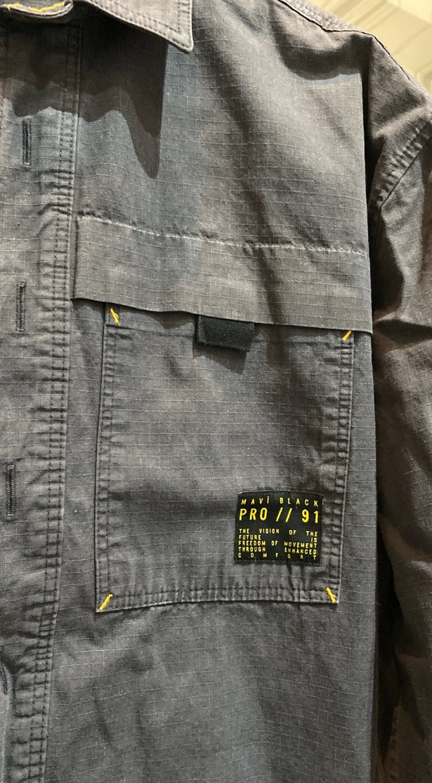 Gri Denim Düğmeli Erkek Gömlek - Görsel 3