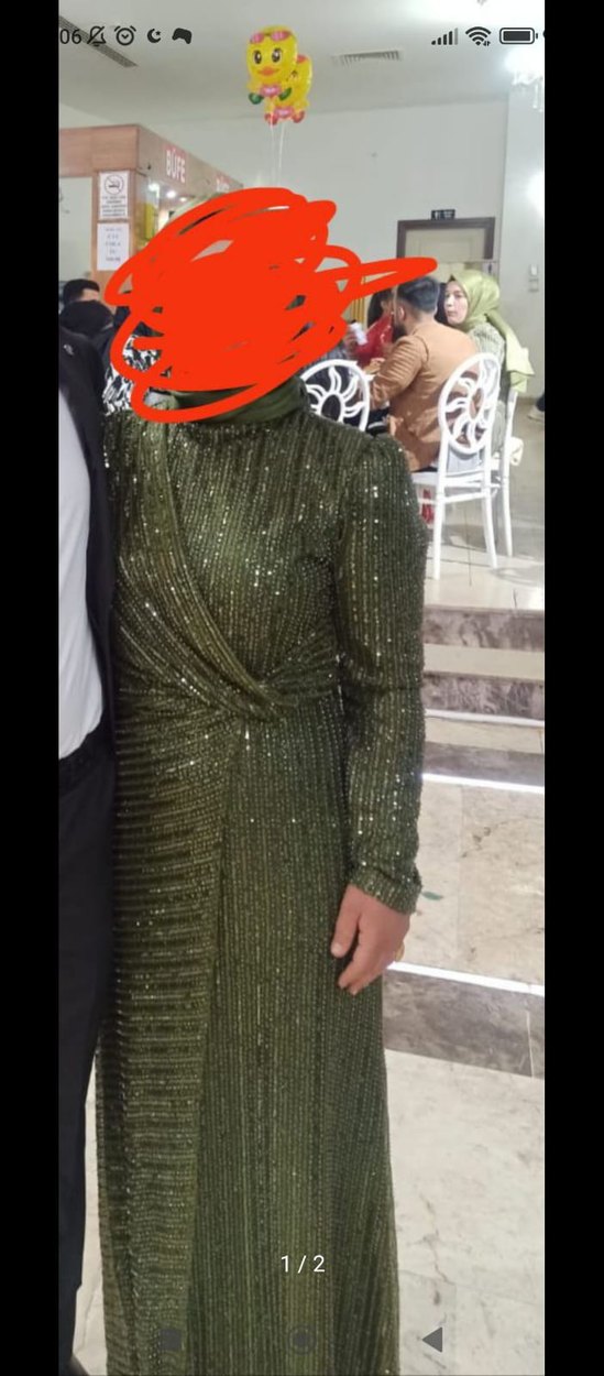 Drapeli Yılan Desenli Uzun Kadın Abiye Elbise - Görsel 2