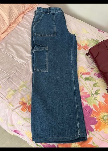 Mavi Bol Kesim Kadın Denim Pantolon - Görsel 4