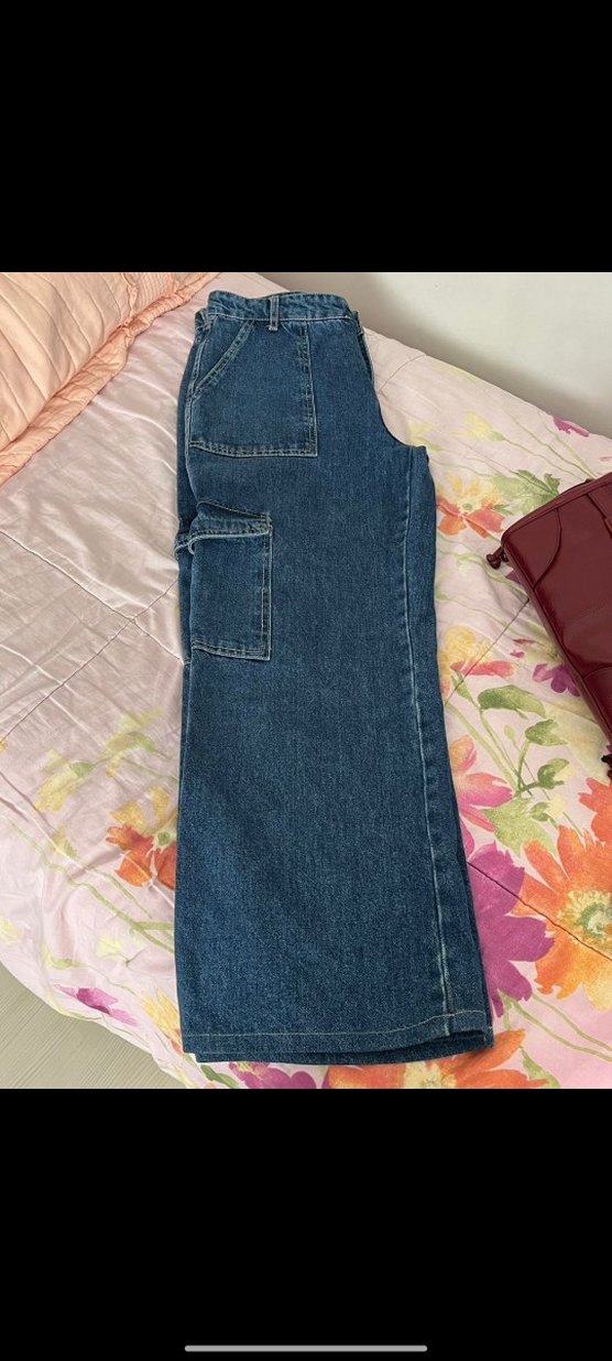 Mavi Bol Kesim Kadın Denim Pantolon - Görsel 4