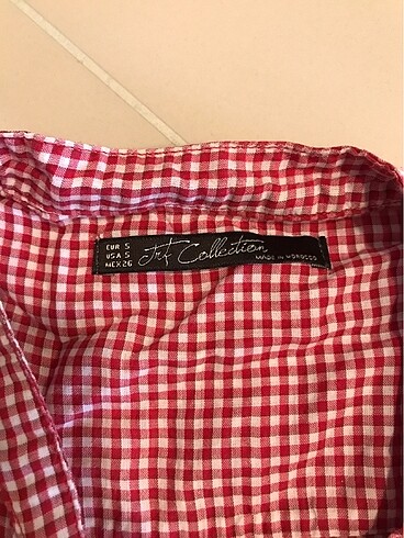 s Beden kırmızı ekose crop gömlek