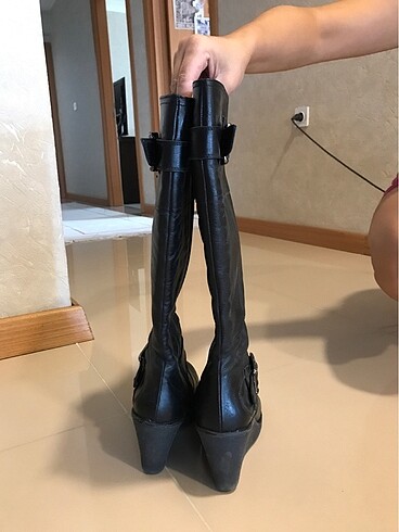 Özdilek siyah gerçek deri çizme
