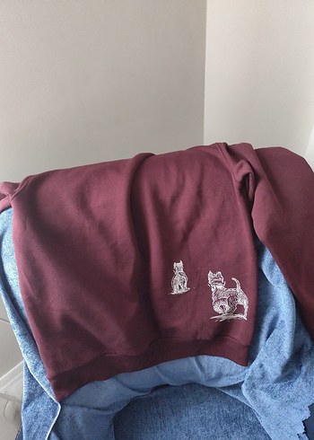 Bordo Baskılı erkek Sweatshirt - Görsel 2