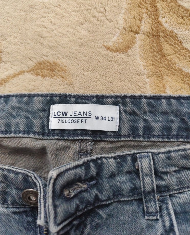 Gri erkek Denim Bol Kesim Pantolon - Görsel 3