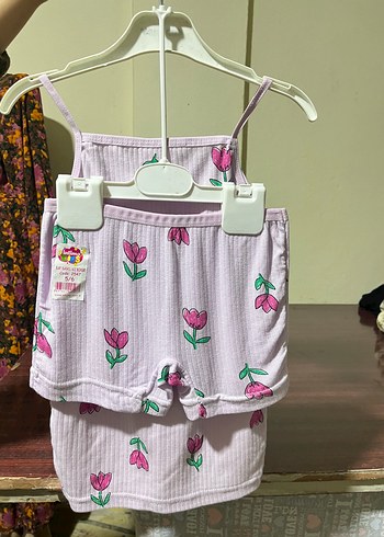 Pembe Çiçek Baskılı Çocuk Atlet - Görsel 2