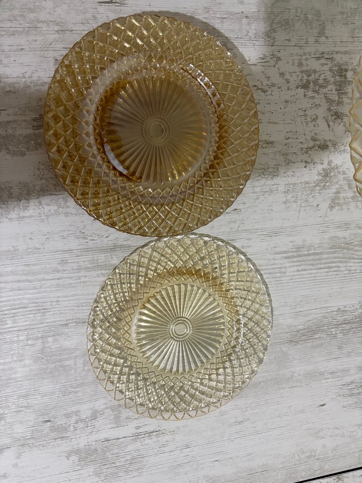 Bal rengi Vintage Ayaklı Servis Tabağı - Görsel 3