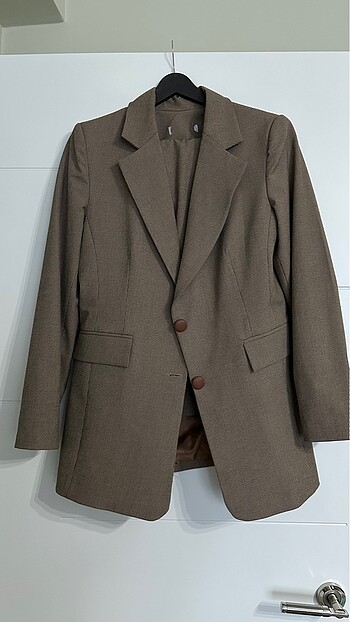 Kahverengi blazer ceket pantolon takım