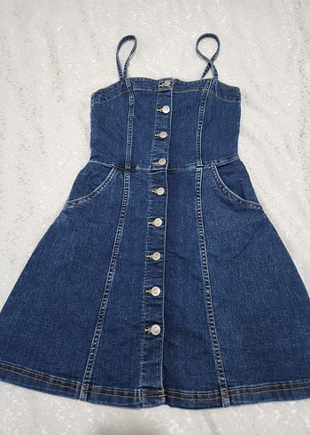 Kadın Lacivert Denim Kısa Salopet - Görsel 2