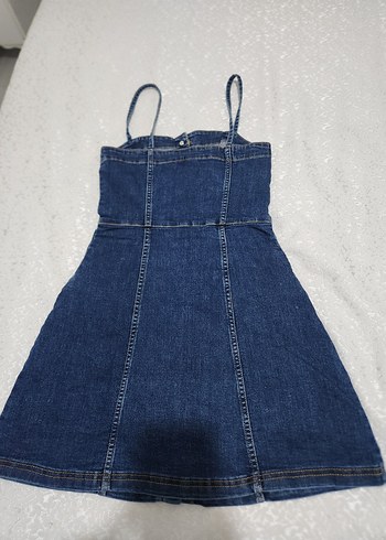 Kadın Lacivert Denim Kısa Salopet - Görsel 3