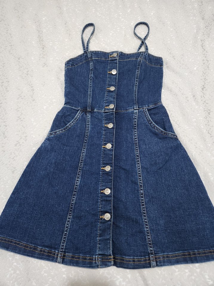 Kadın Lacivert Denim Kısa Salopet - Görsel 2