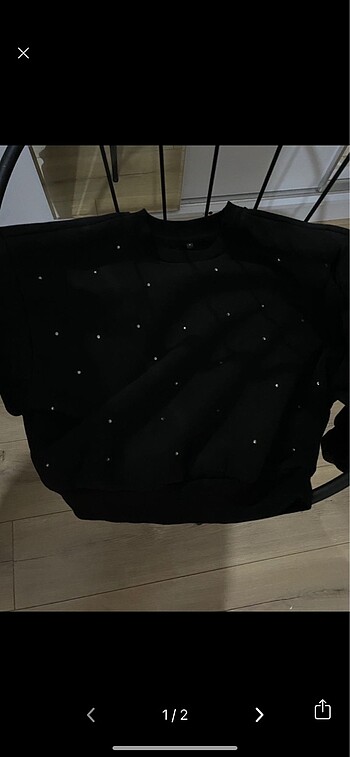 Teendyolmilla siyah taşlı sweatshirt
