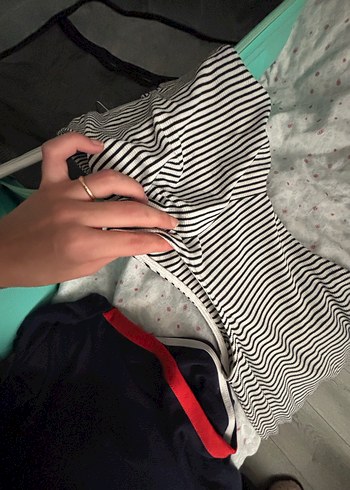 Diğer Çizgili Gri Midi Triko Elbise