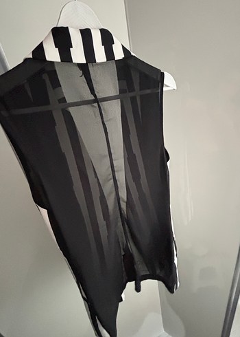 Diğer Zebra Desenli Siyah Beyaz Midi Yelek