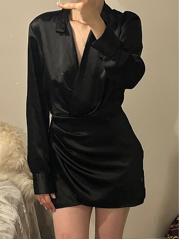 Zara saten elbise