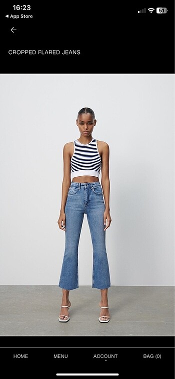 zara flare kısa dar kot