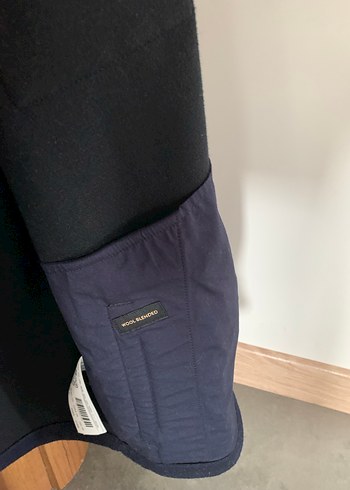 Massimo Dutti Erkek Lacivert Pamuklu Midi Ceket - Görsel 9