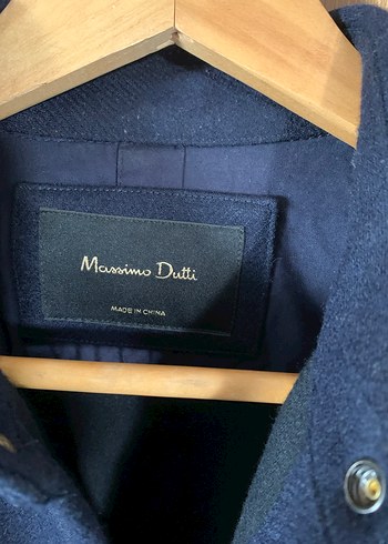 Massimo Dutti Erkek Lacivert Pamuklu Midi Ceket - Görsel 4